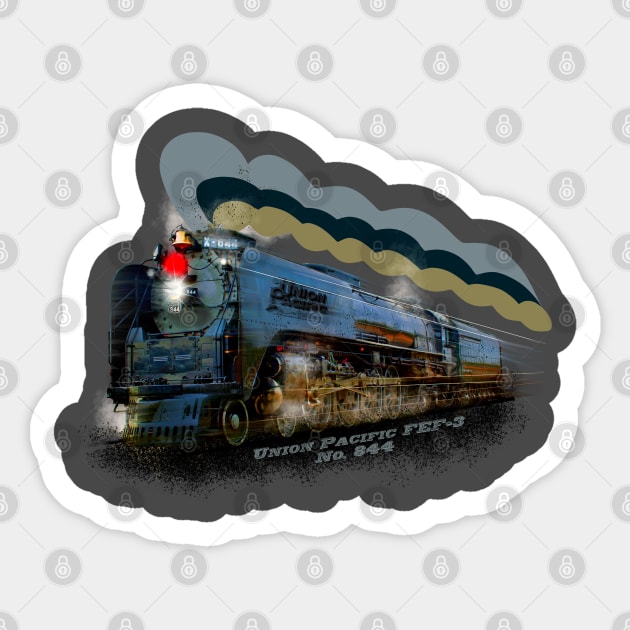 Gorgeous vintage Railroad steam locomotive FEF3 844 Sticker by MotorManiac